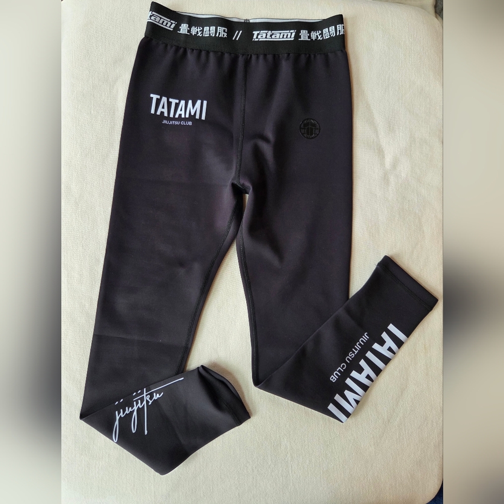 New Tatami Fightwear JJ Club Grappling Spats Black Pants For Jiu Jitsu Kids XL